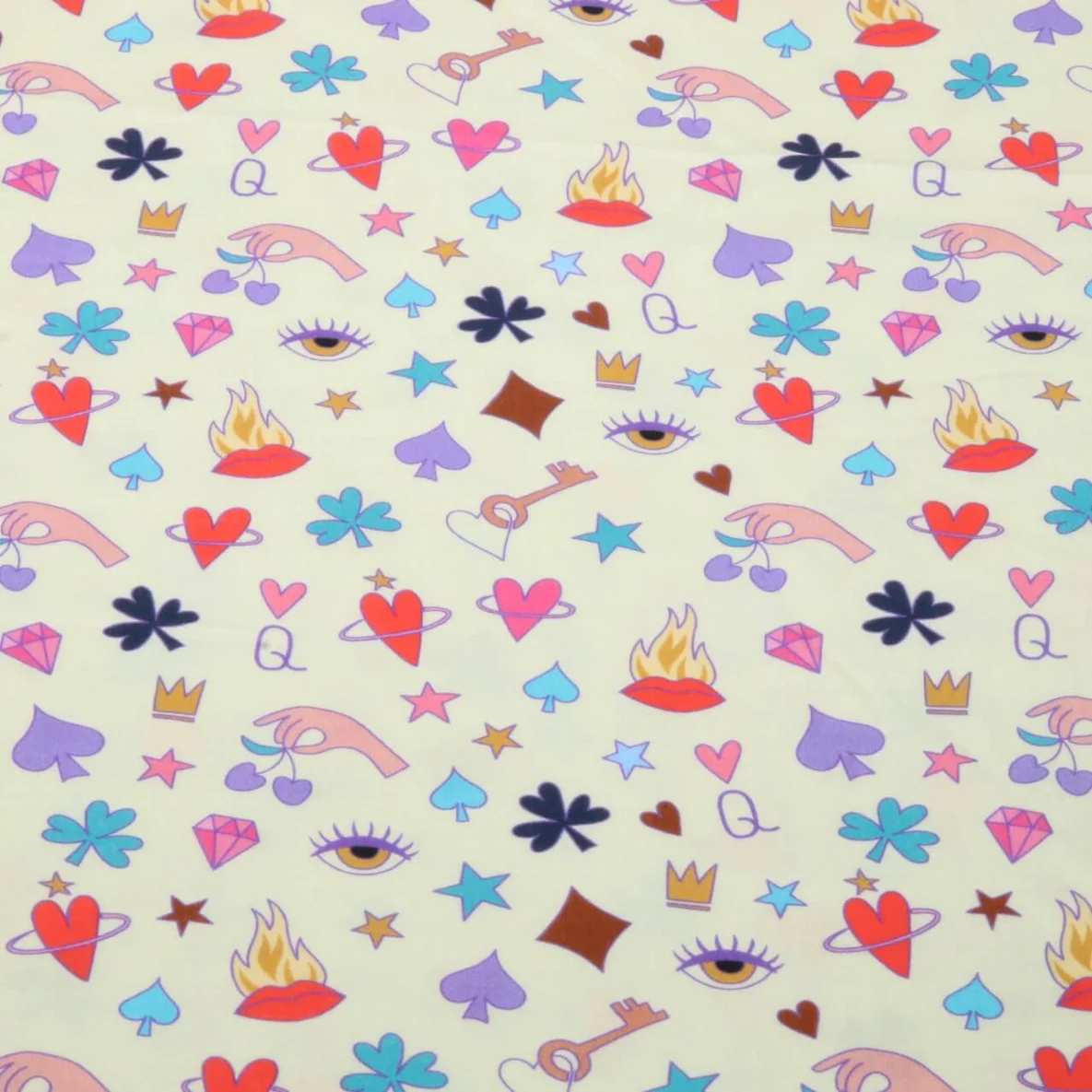 Bio Musselin Glatt "Queen Of Hearts" Queens Secrets Beige