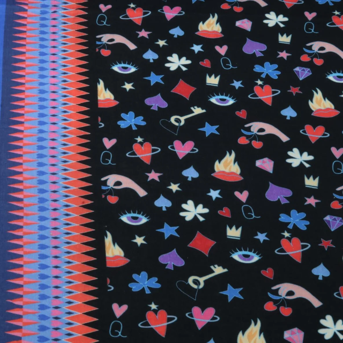 Bio Musselin Glatt "Queen Of Hearts"  Secrets Schwarz