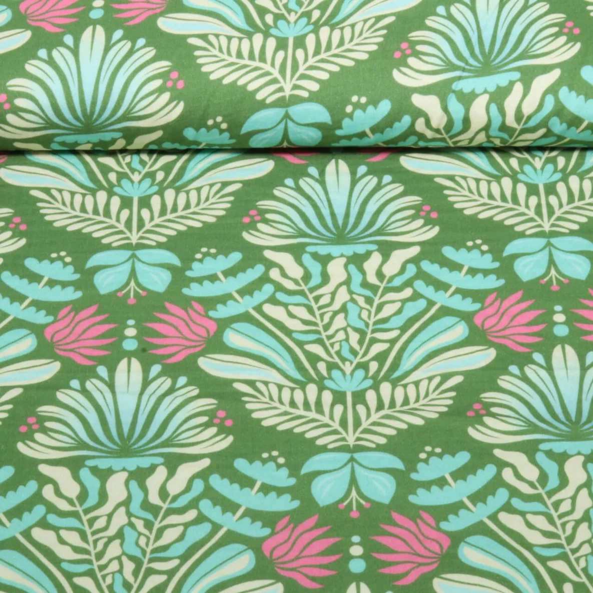 Bio Musselin Glatt "Southern Ease" Sunlit Botanica Grün
