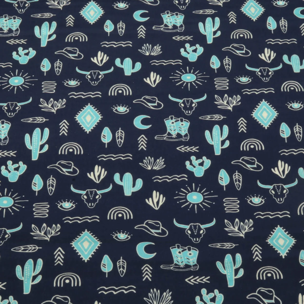 Bio Musselin Glatt "Western Fairy Tales" Yeehaw Blau