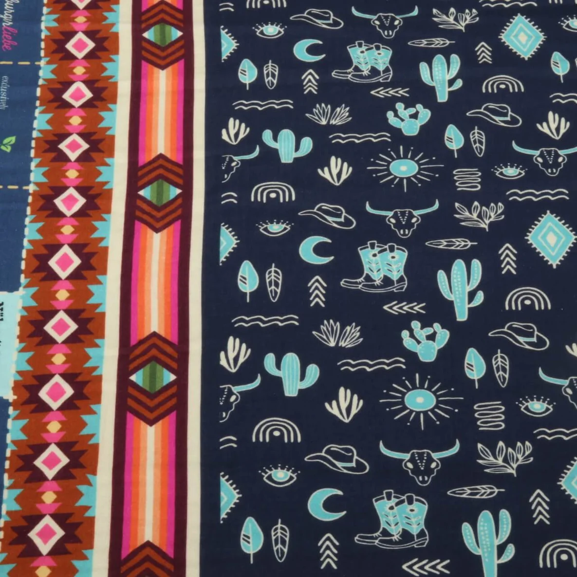 Bio Musselin Glatt "Western Fairy Tales" Yeehaw Blau