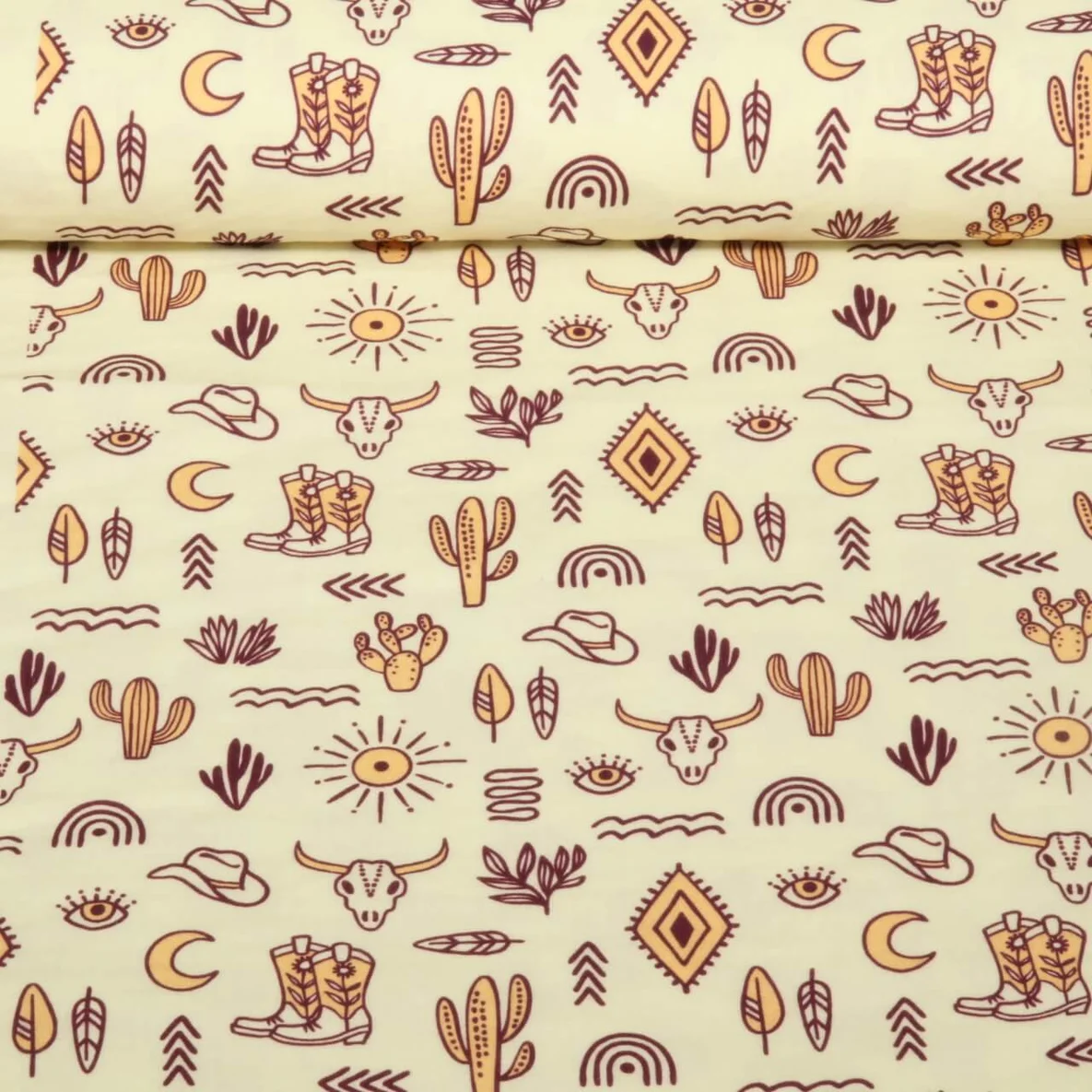 Bio Musselin Glatt "Western Fairy Tales" Yeehaw Ecru
