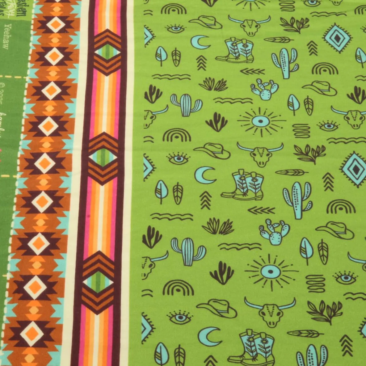 Bio Musselin Glatt "Western Fairy Tales" Yeehaw Grün
