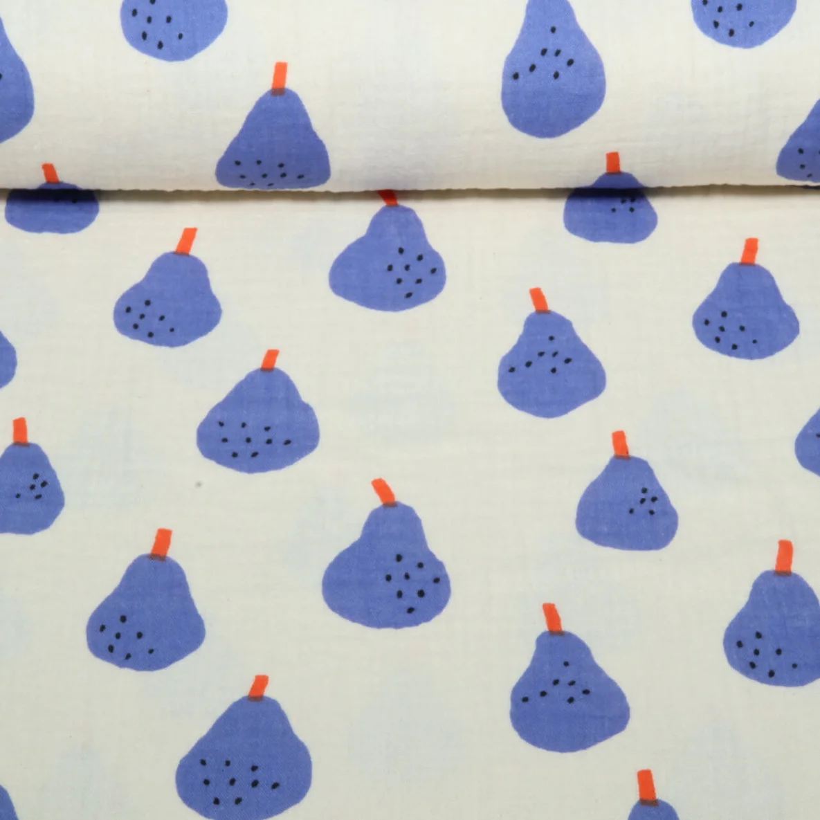 Bio Musselin Jennifer Bouron Birnen Natur Blau