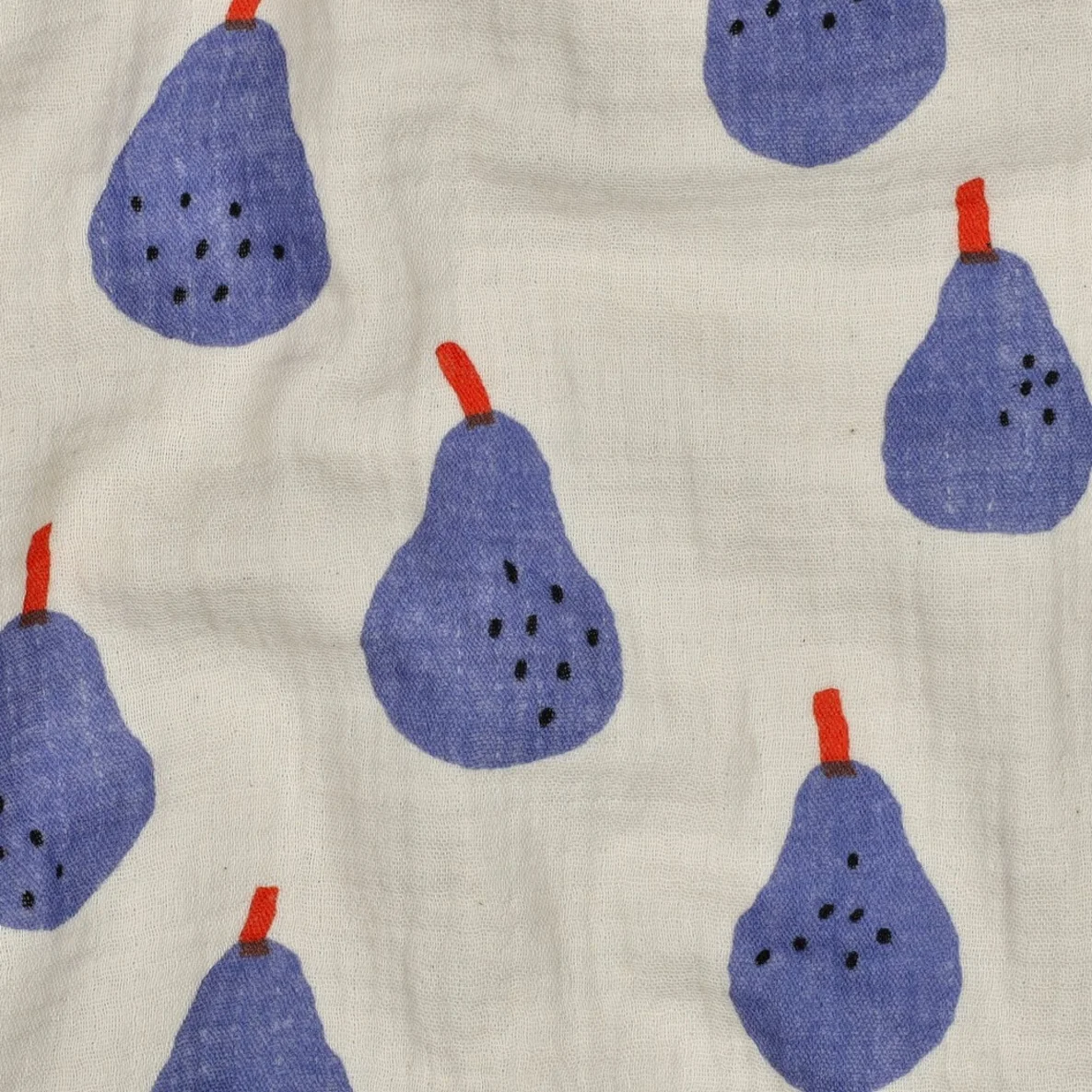 Bio Musselin Jennifer Bouron Birnen Natur Blau
