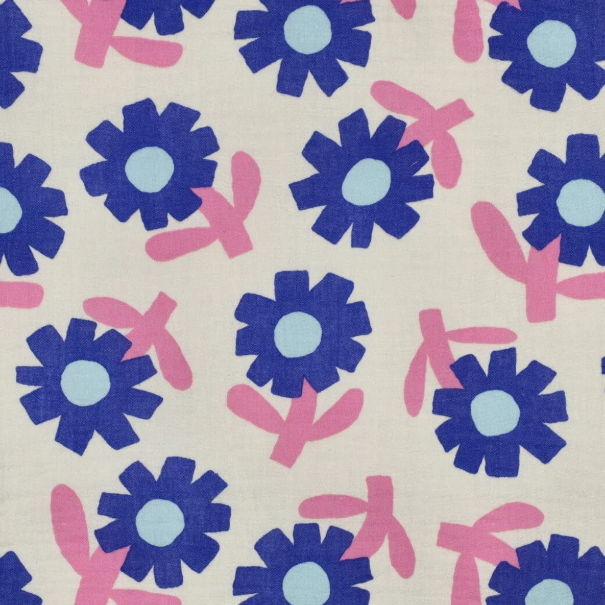 Bio Musselin Jennifer Bouron Blumen Ecru Blau