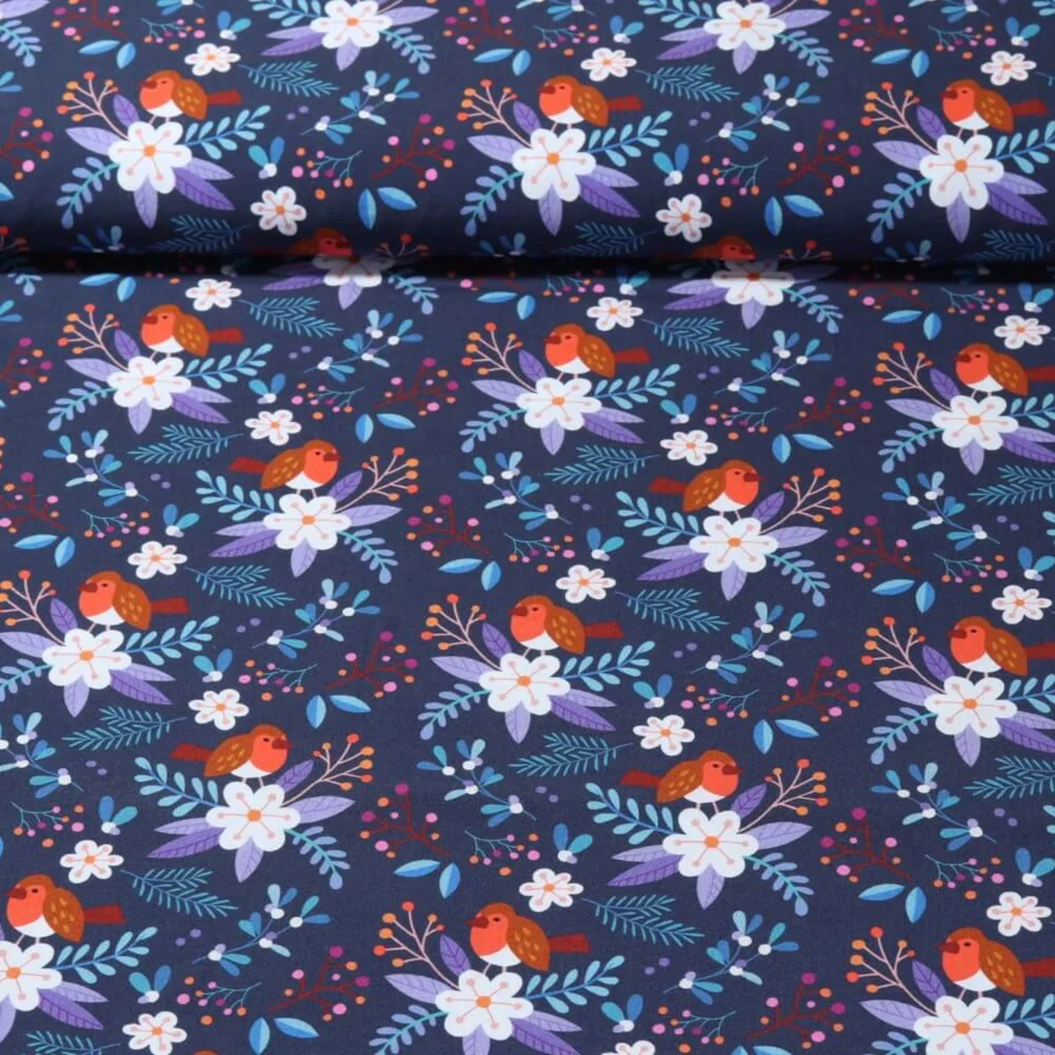 Bio-Popeline Hamburger Liebe "Christmas Birds" Navy