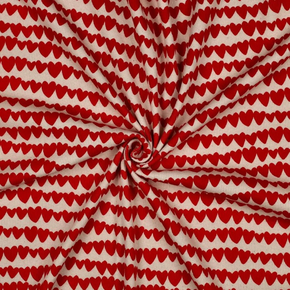 Bio Rippjersey Herzen Ecru