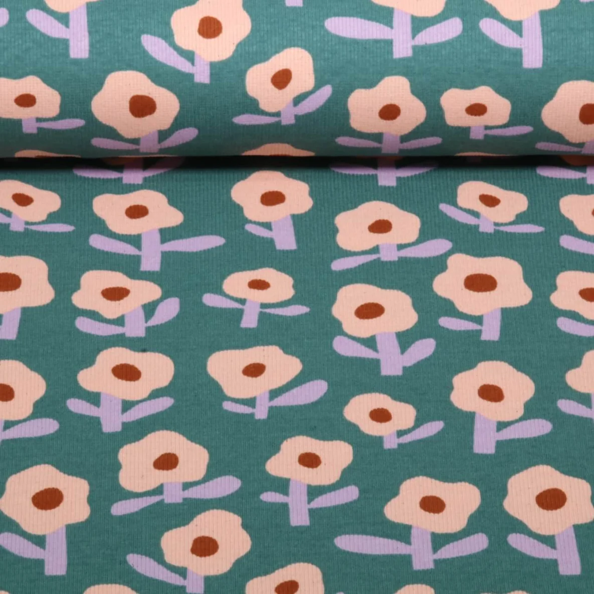 Bio Rippjersey Jennifer Bouron Blumen Grün