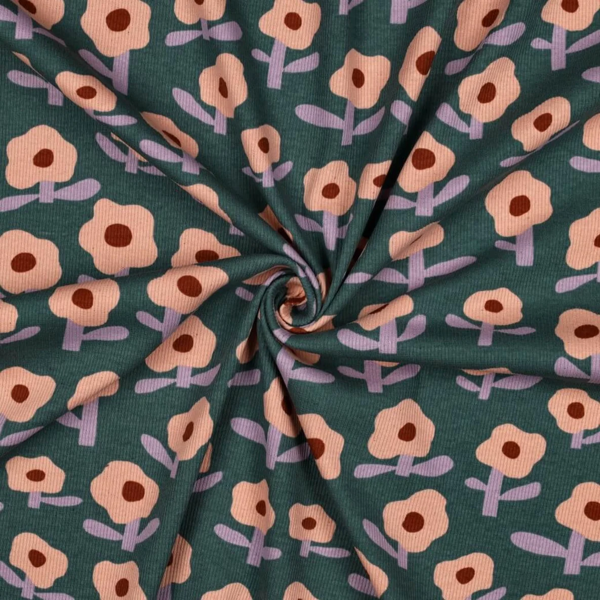 Bio Rippjersey Jennifer Bouron Blumen Grün