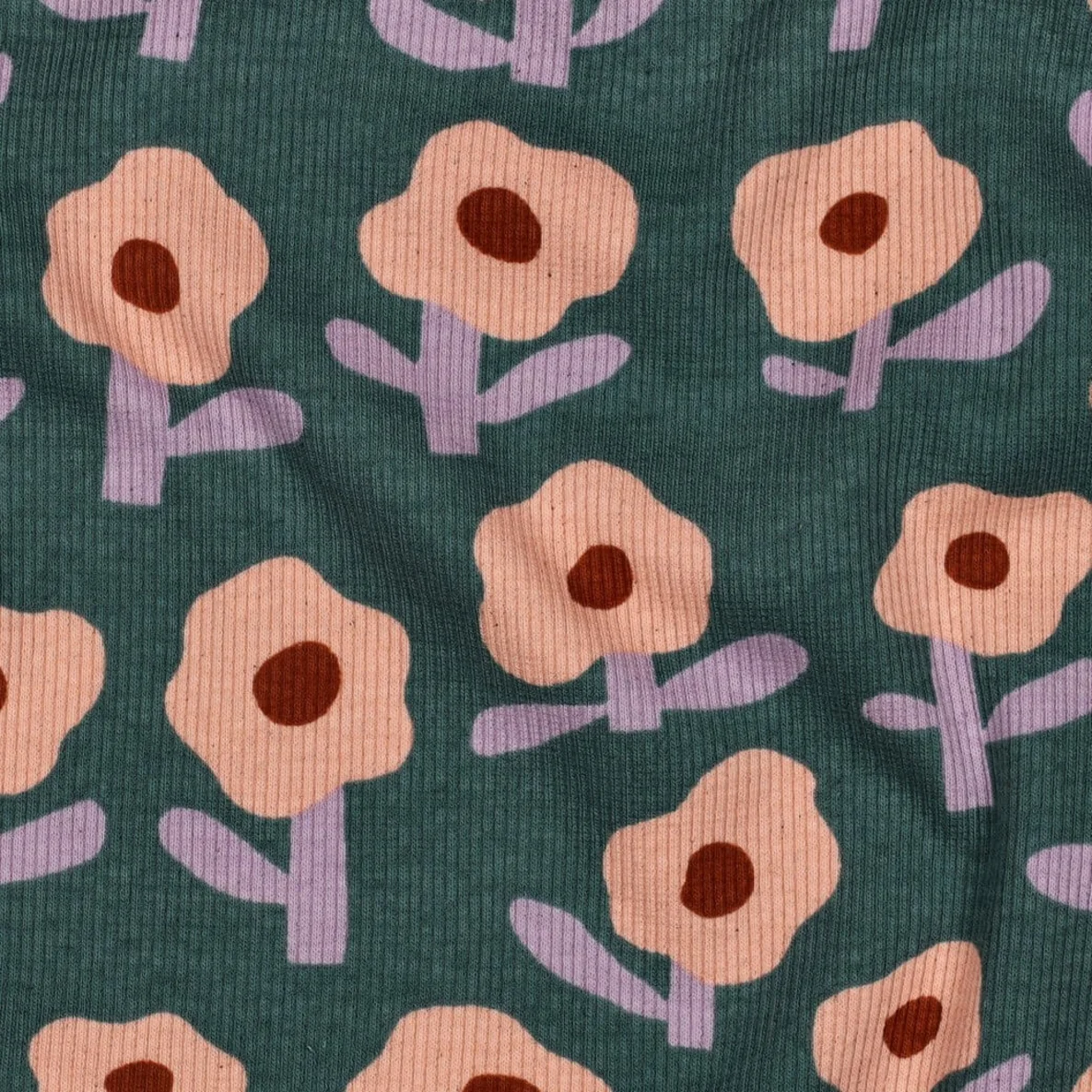 Bio Rippjersey Jennifer Bouron Blumen Grün