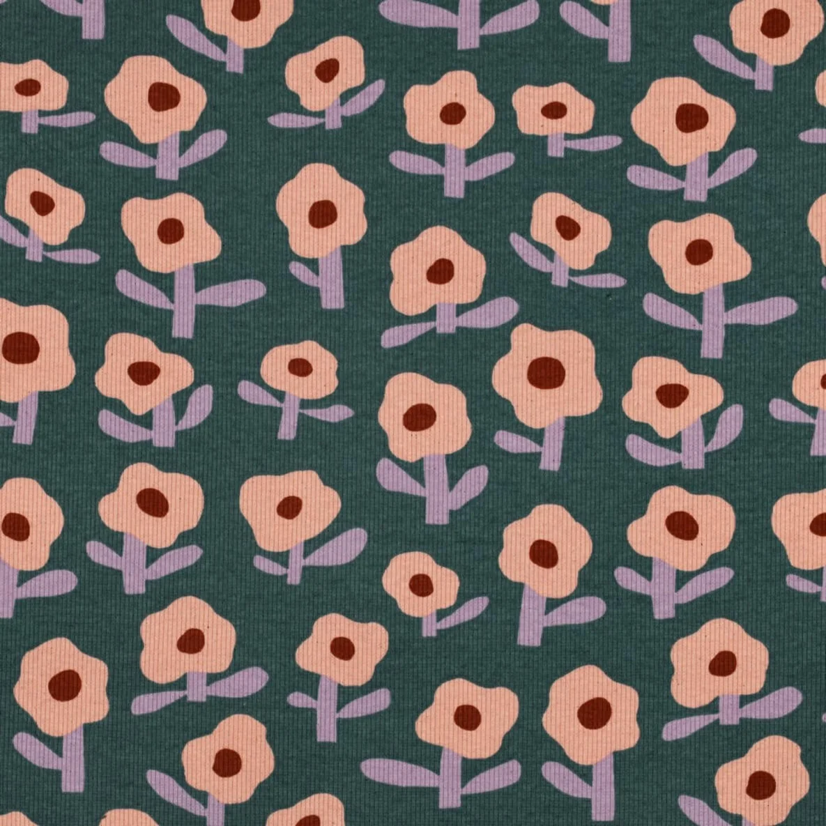 Bio Rippjersey Jennifer Bouron Blumen Grün