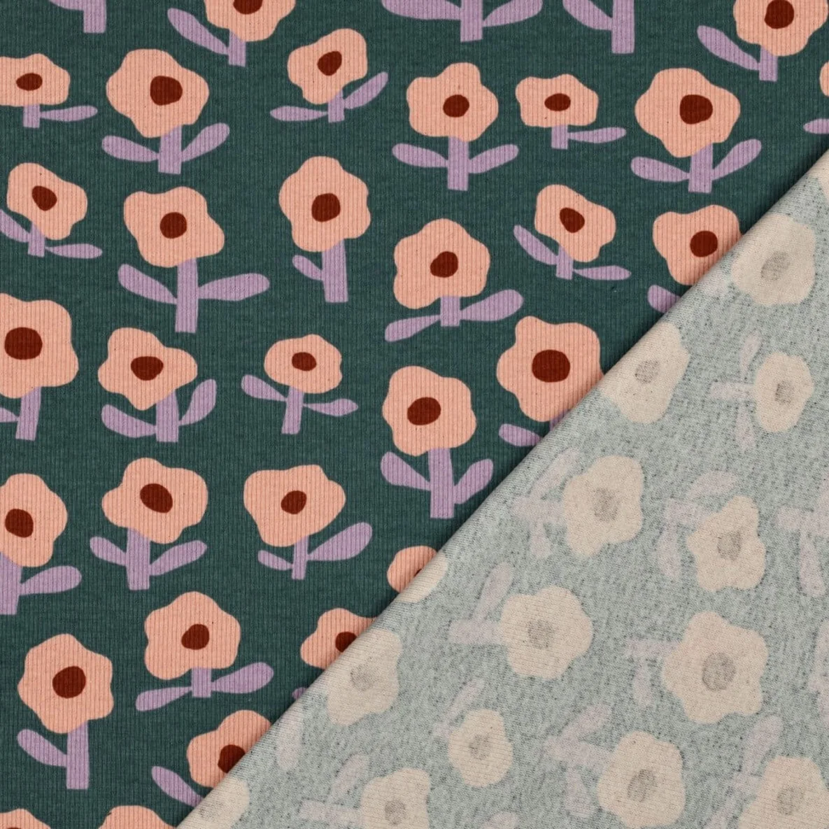 Bio Rippjersey Jennifer Bouron Blumen Grün
