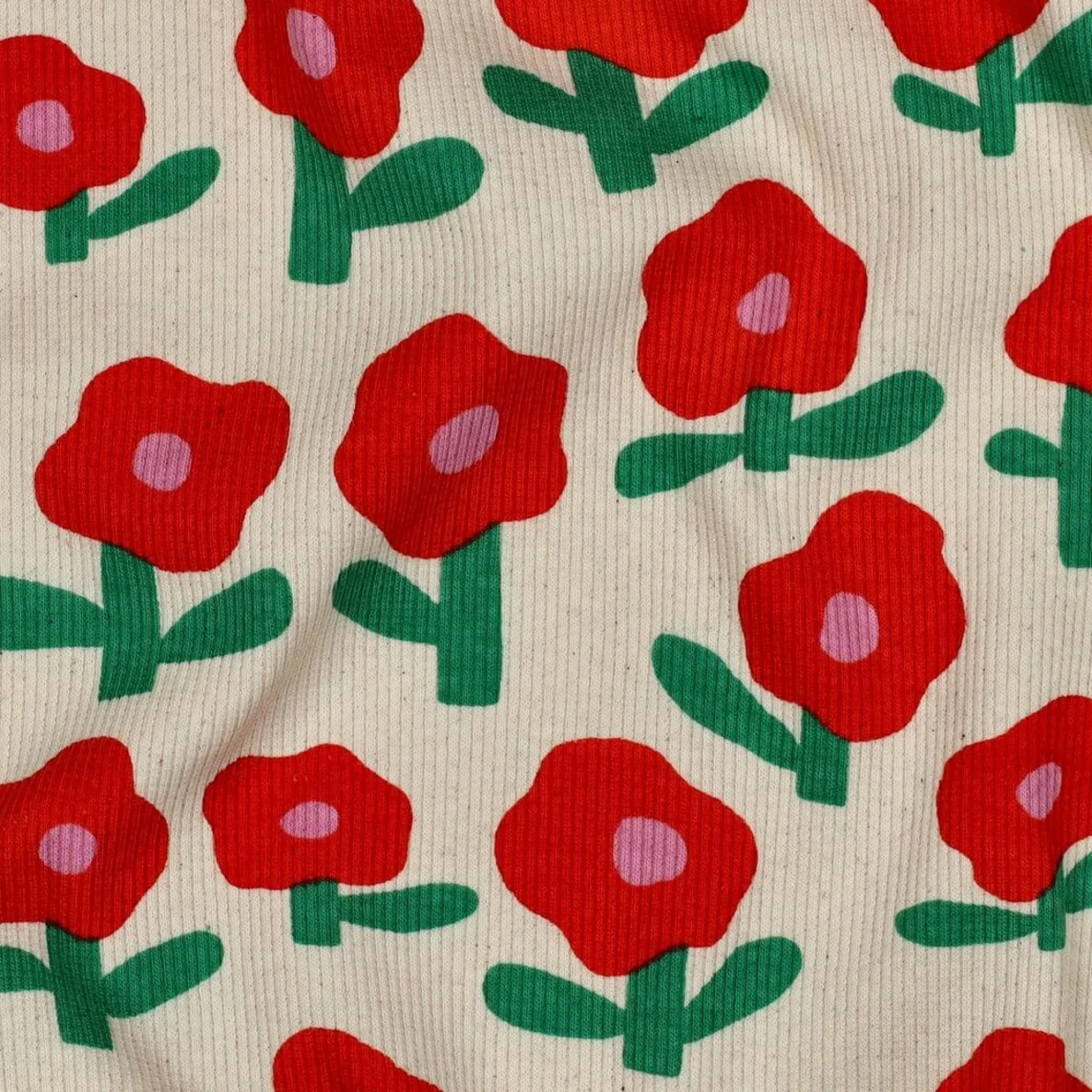 Bio Rippjersey Jennifer Bouron Blumen Natur Orange