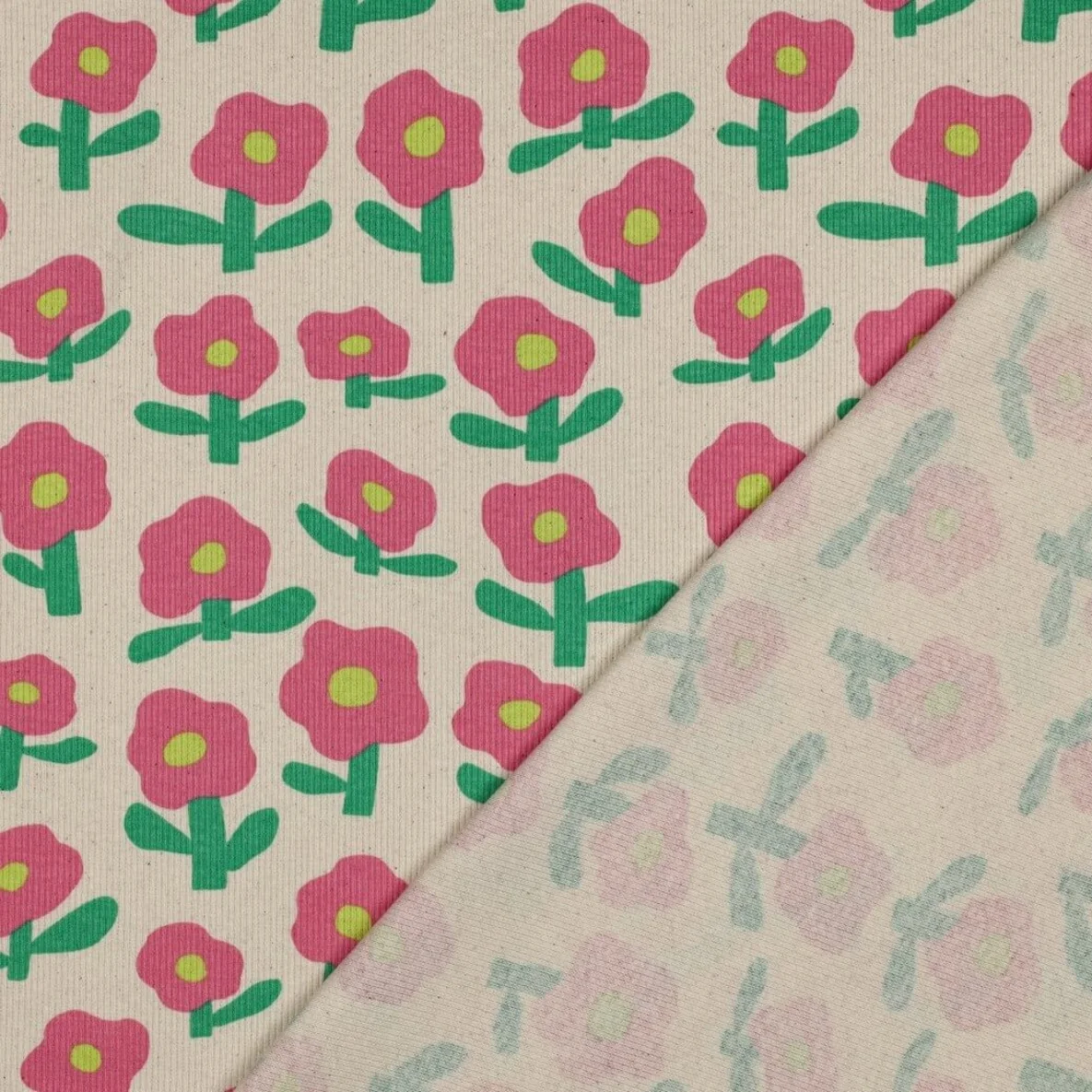 Bio Rippjersey Jennifer Bouron Blumen Natur Rosa