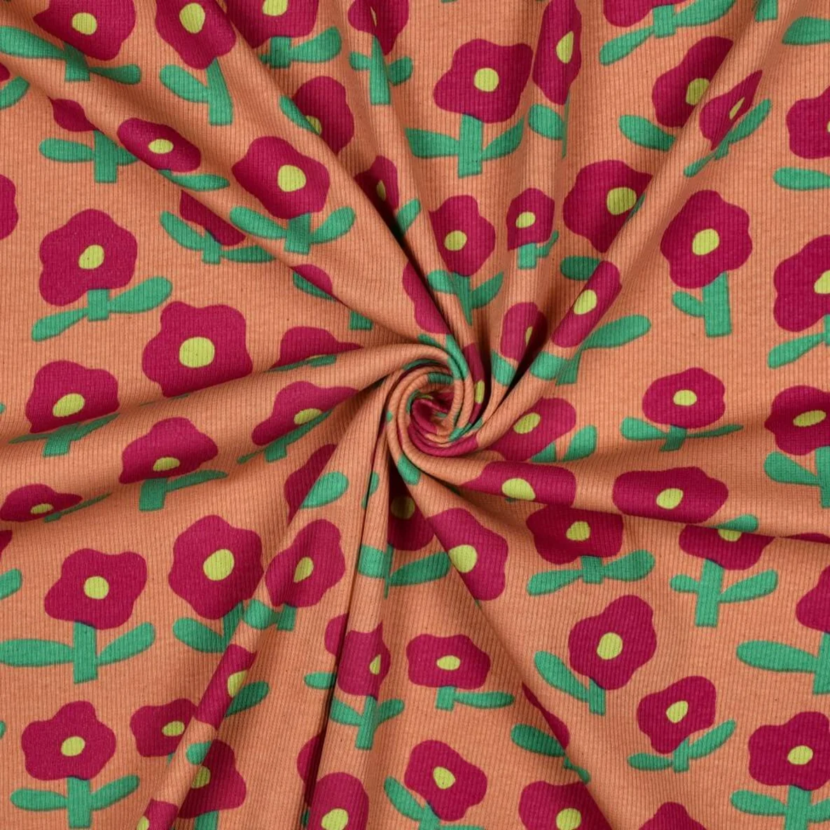 Bio Rippjersey Jennifer Bouron Blumen Pfirsich