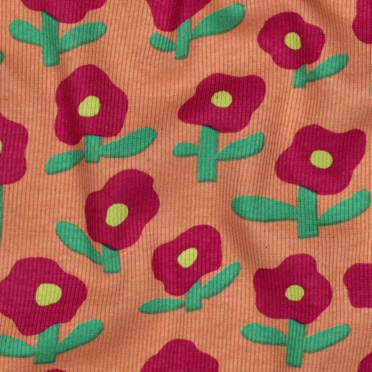 Bio Rippjersey Jennifer Bouron Blumen Pfirsich