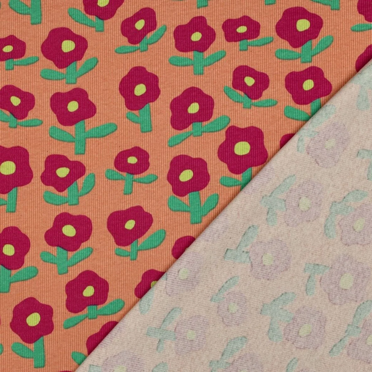 Bio Rippjersey Jennifer Bouron Blumen Pfirsich