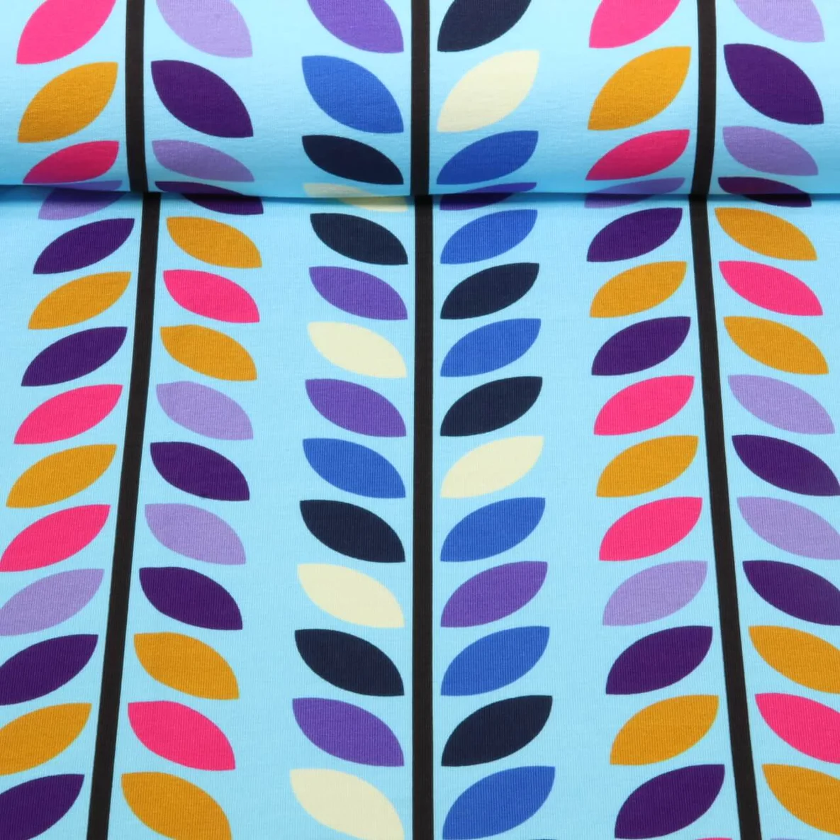 Bio Sommersweat "Beetles & Bugs" Moonflower Blau