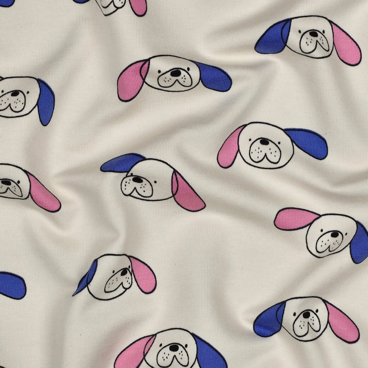 Bio Sommersweat French Terry Jennifer Bouron Hunde Ecru Blau