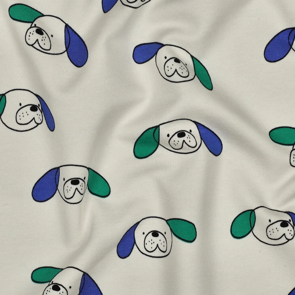 Bio Sommersweat French Terry Jennifer Bouron Hunde Ecru Grün