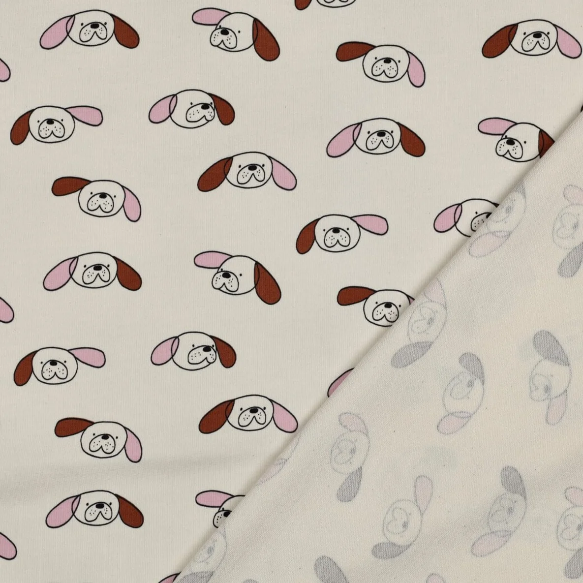 Bio Sommersweat French Terry Jennifer Bouron Hunde Ecru Rosa