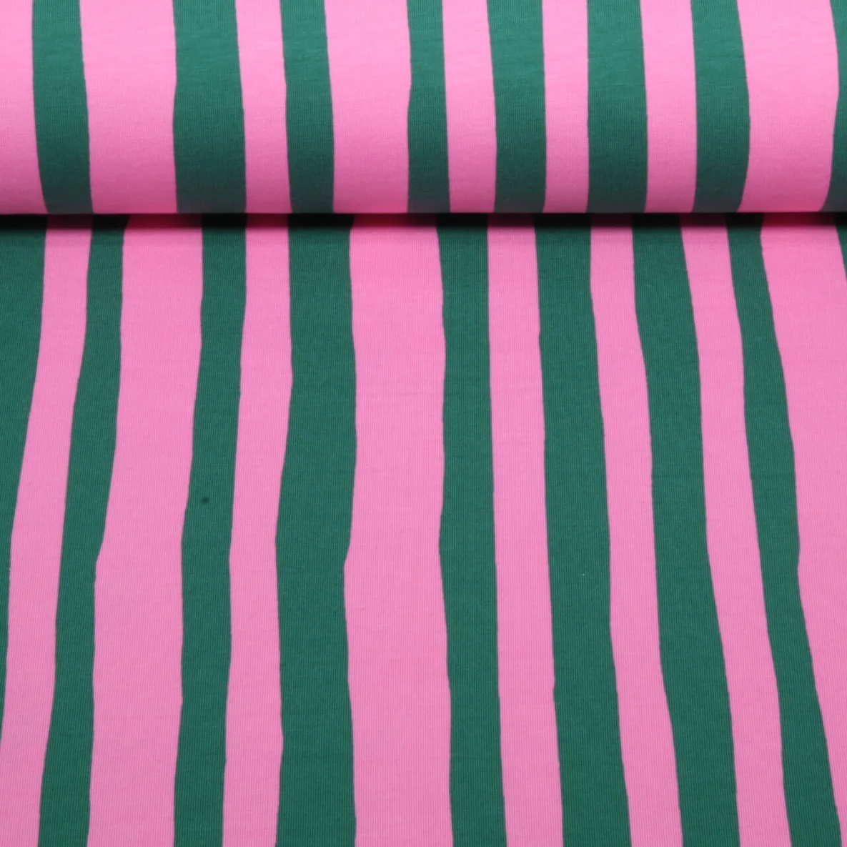 Bio Sommersweat French Terry Jennifer Bouron Streifen Grün Rosa