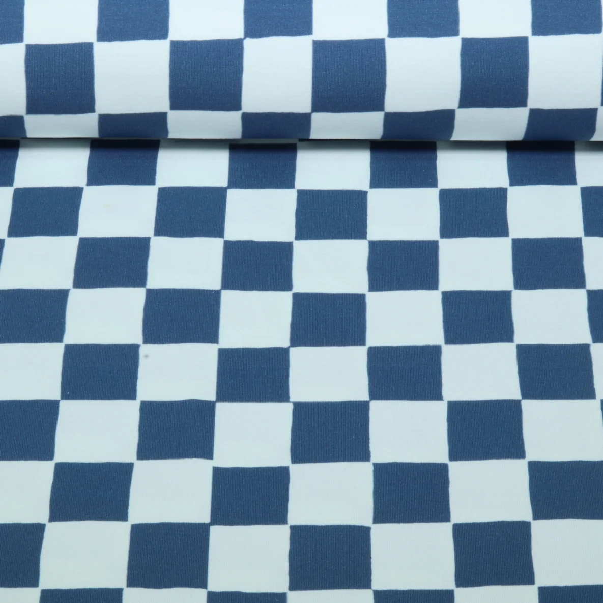 Bio Sommersweat French Terry Karo Weiß Blau