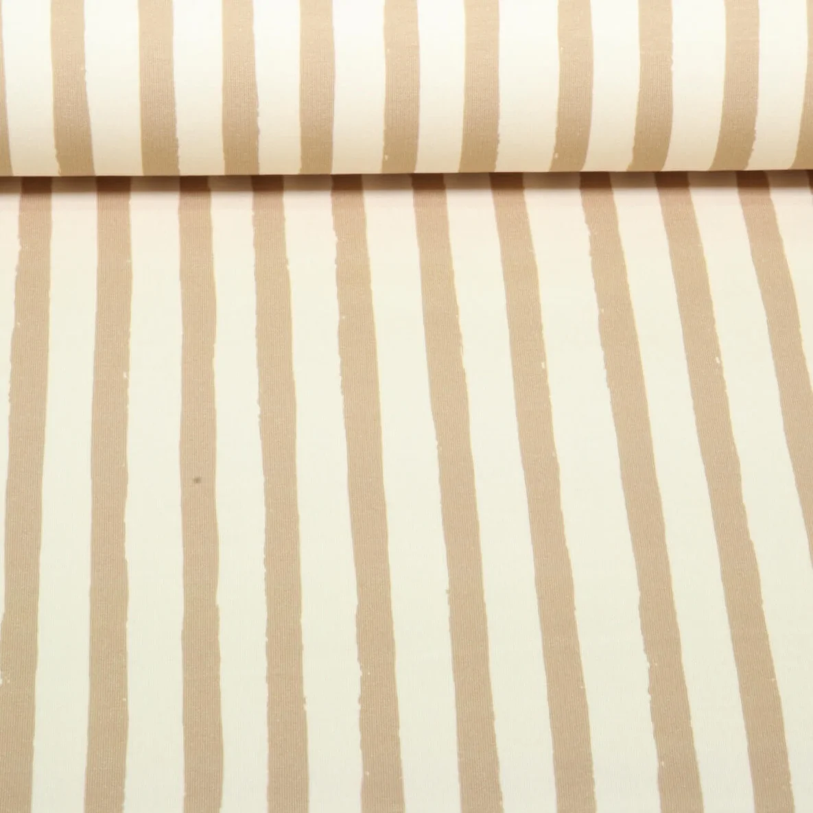 Bio Sommersweat Gemalte Streifen Beige Kamel
