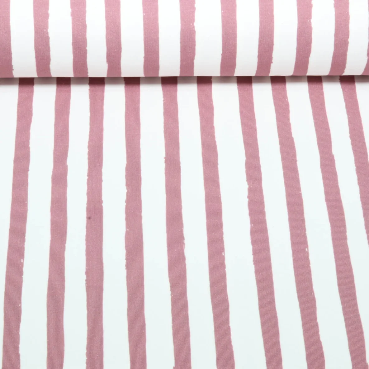Bio Sommersweat Gemalte Streifen Ecru Mauve