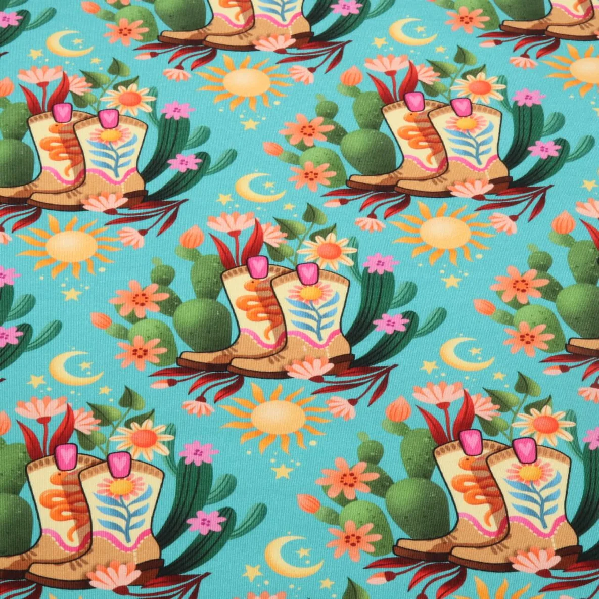 Bio Sommersweat "Western Fairy Tales" Cowgirls Türkis