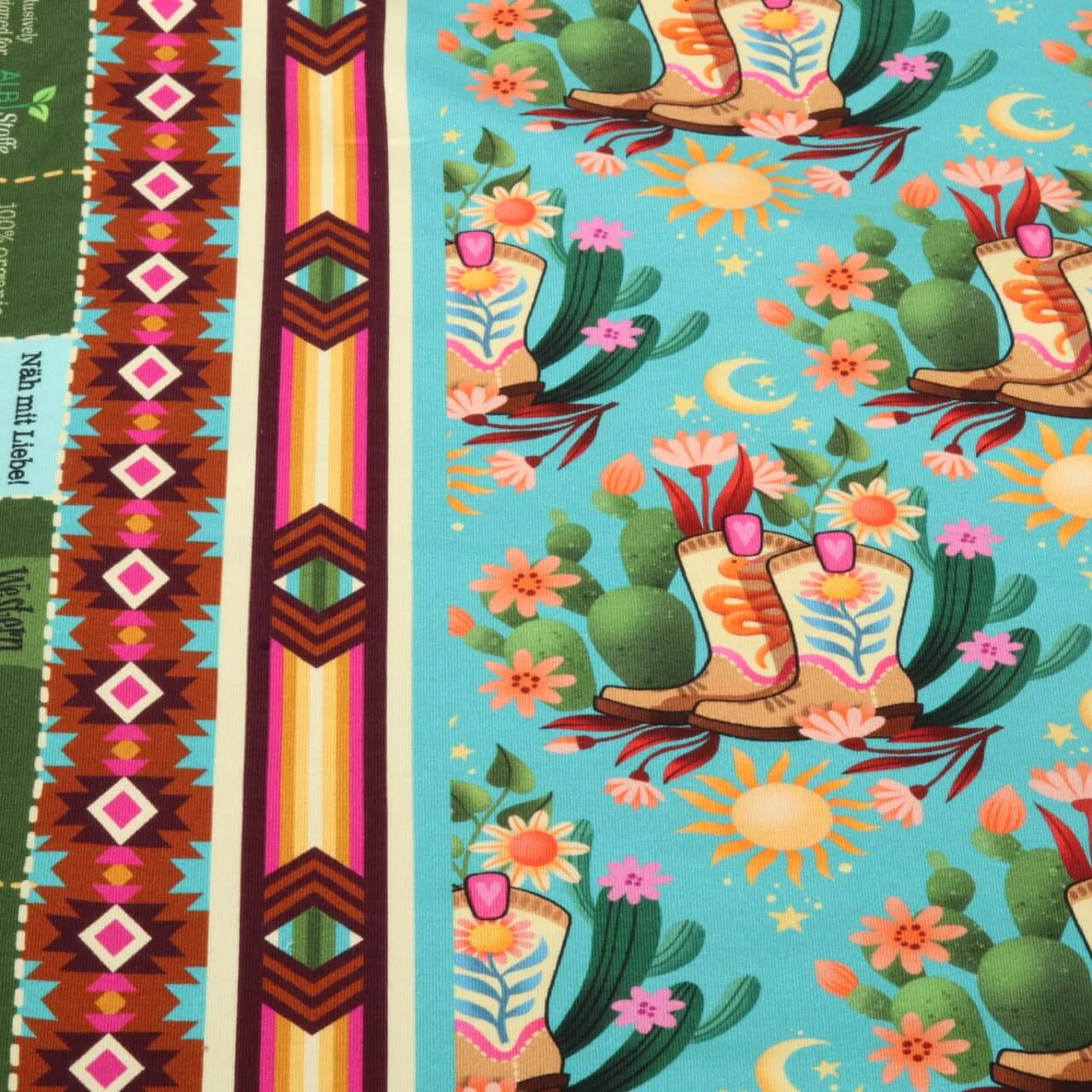 Bio Sommersweat "Western Fairy Tales" Cowgirls Türkis