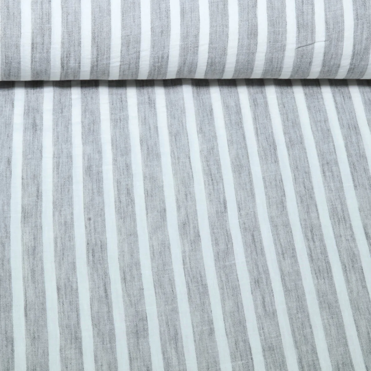 Blusen- & Kleiderstoff Streifen Melange Grau