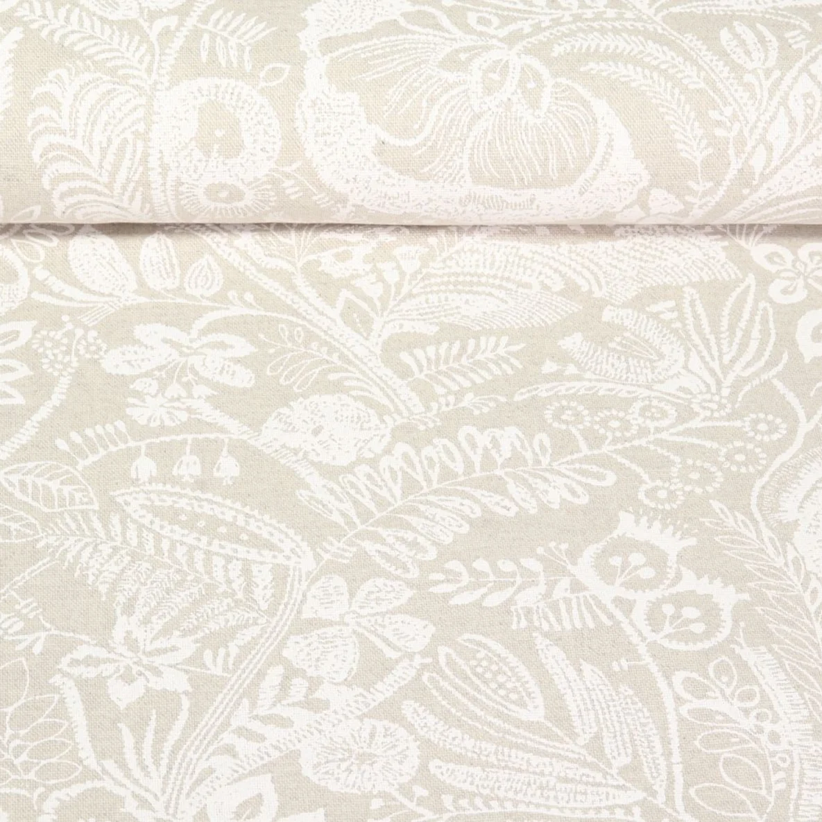 Canvas Blumen Leinenlook Grau Weiß