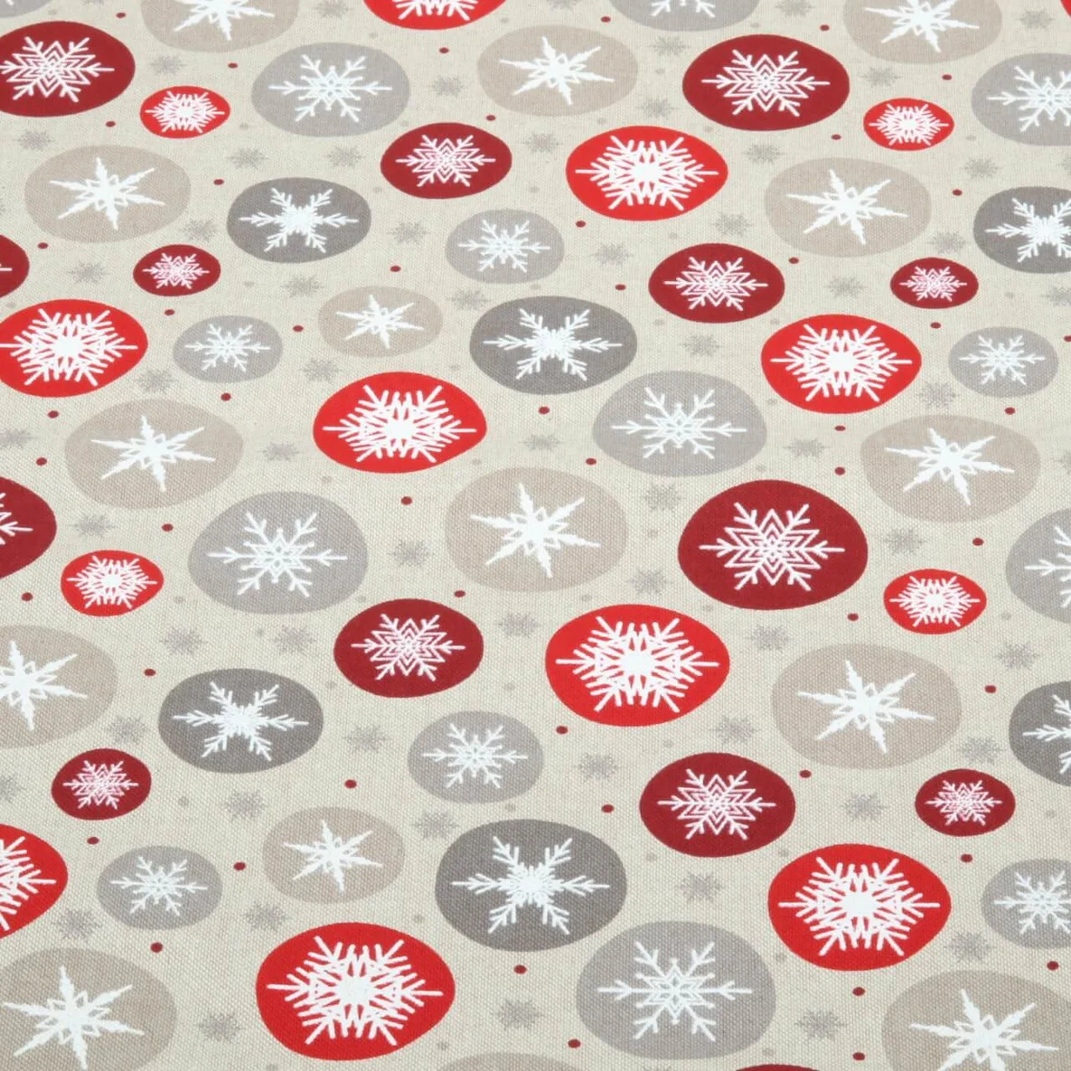 Canvas Eissterne Leinenlook Beige Rot