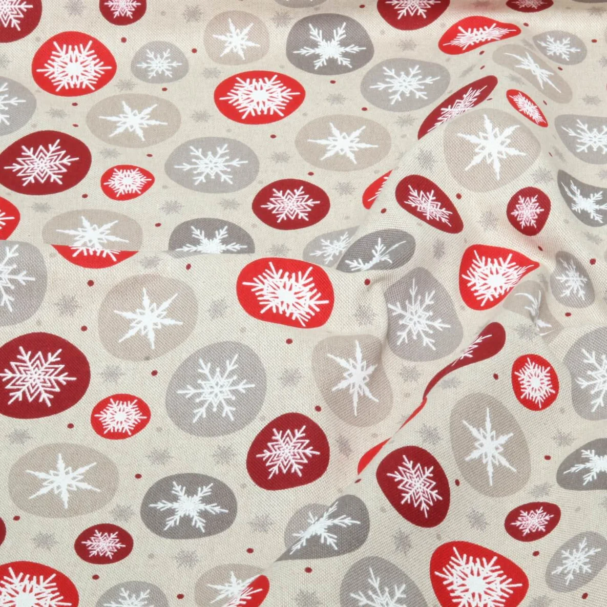 Canvas Eissterne Leinenlook Beige Rot