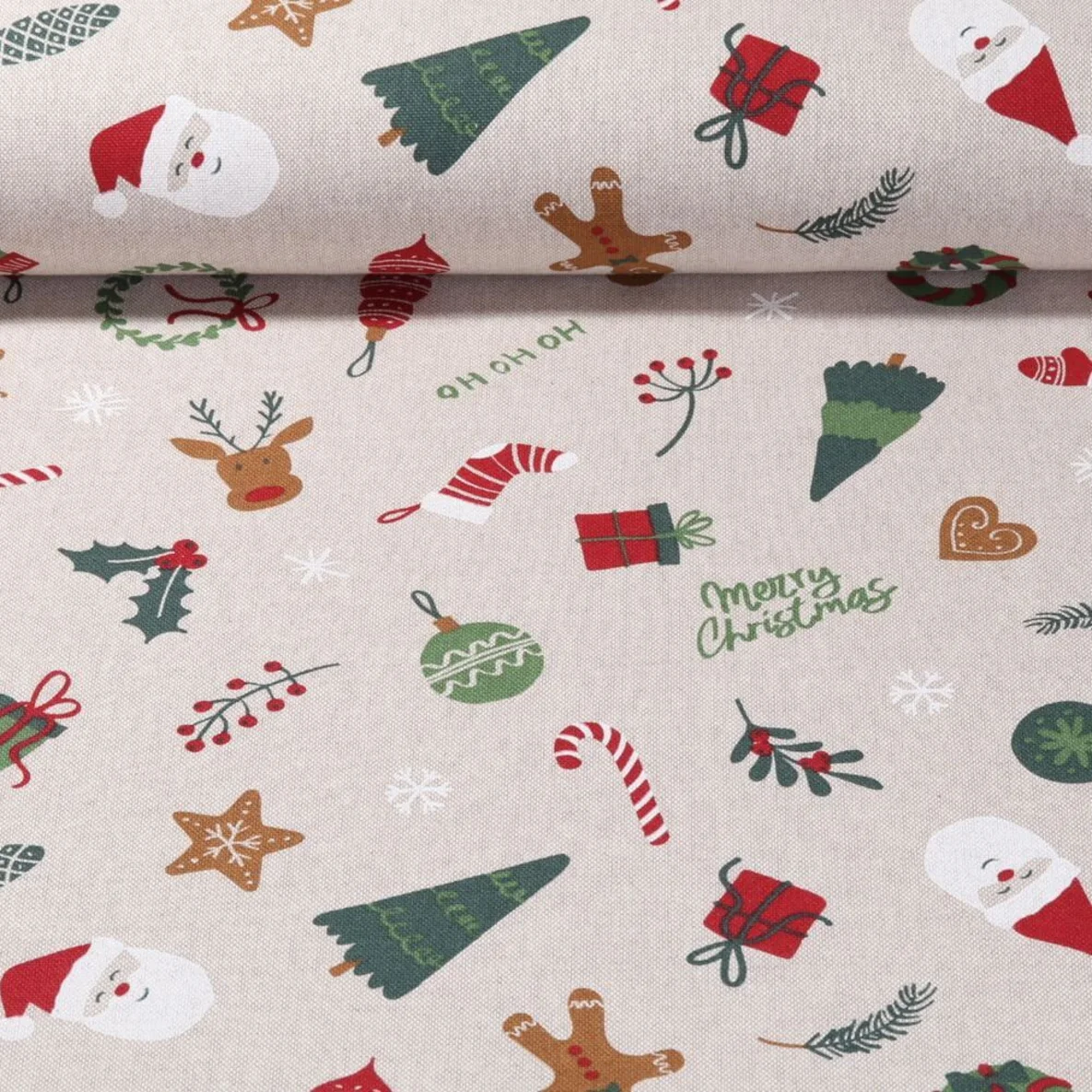 Canvas Geschenke Santa Leinenlook Beige