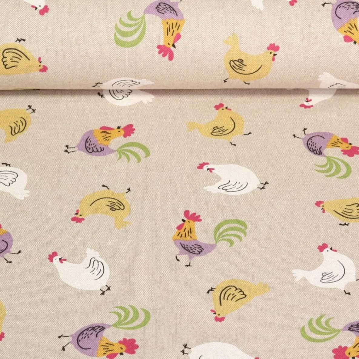 Canvas Hühner Beige Grau