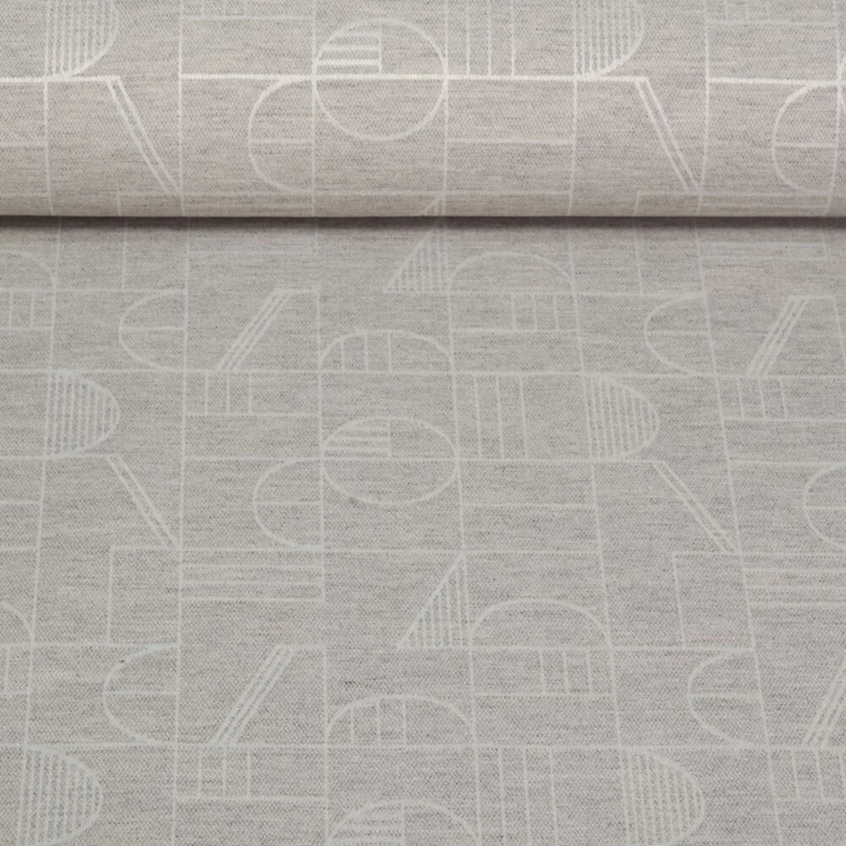 Canvas Jacquard Geometrische Formen Silbergrau