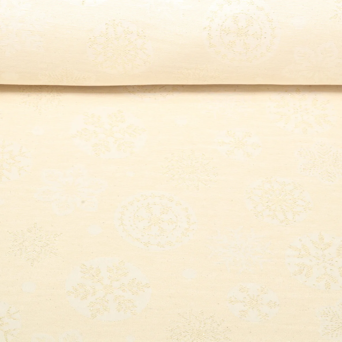 Canvas Jacquard-Tischwäsche Extrabreit Eiskristalle Ecru Gold