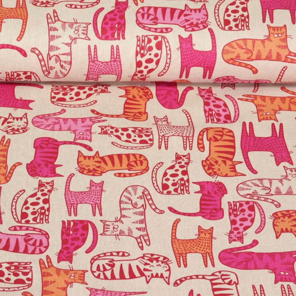 Canvas Katzen Beige Pink