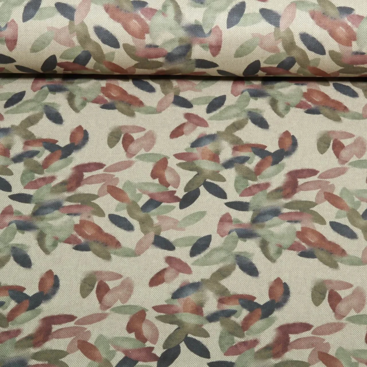Canvas Leinenlook Blätter Abstrakt Beige