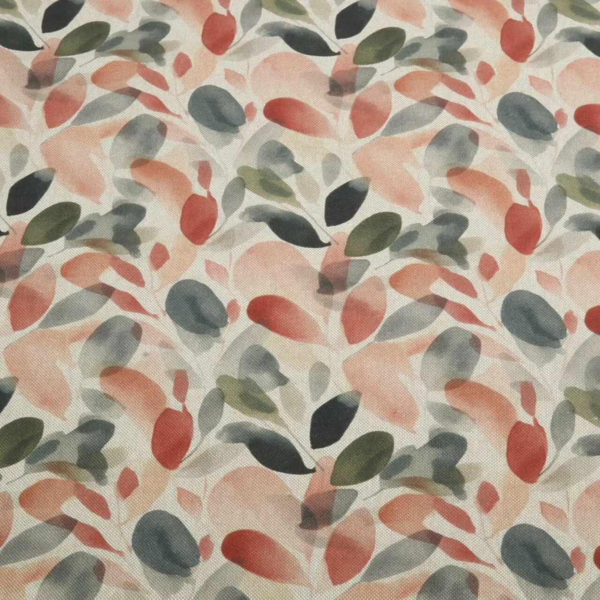 Canvas Leinenlook Blätter Batik Beige