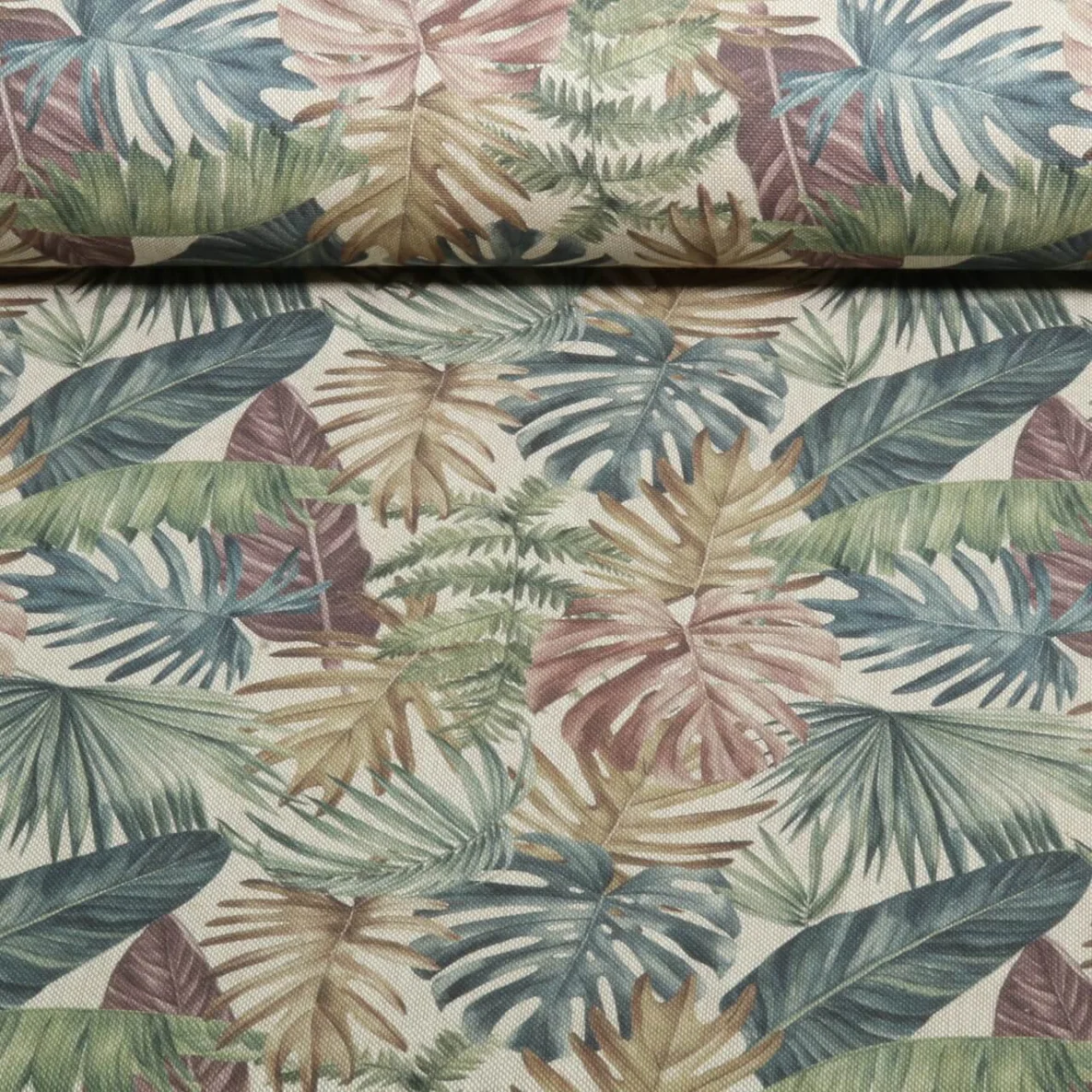 Canvas Leinenlook Blätter Beige