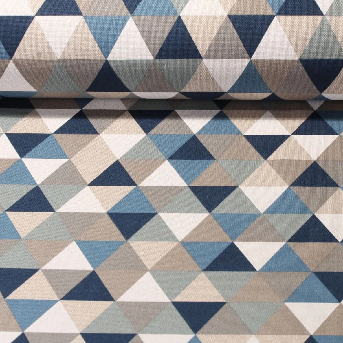 Canvas Leinenlook Dreiecke Blau Multicolor