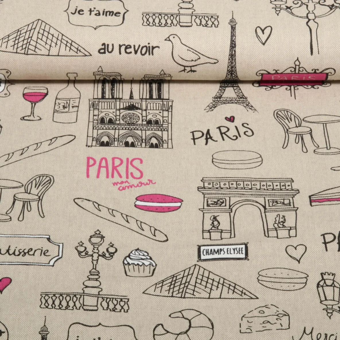 Canvas Leinenlook Paris Sand Pink