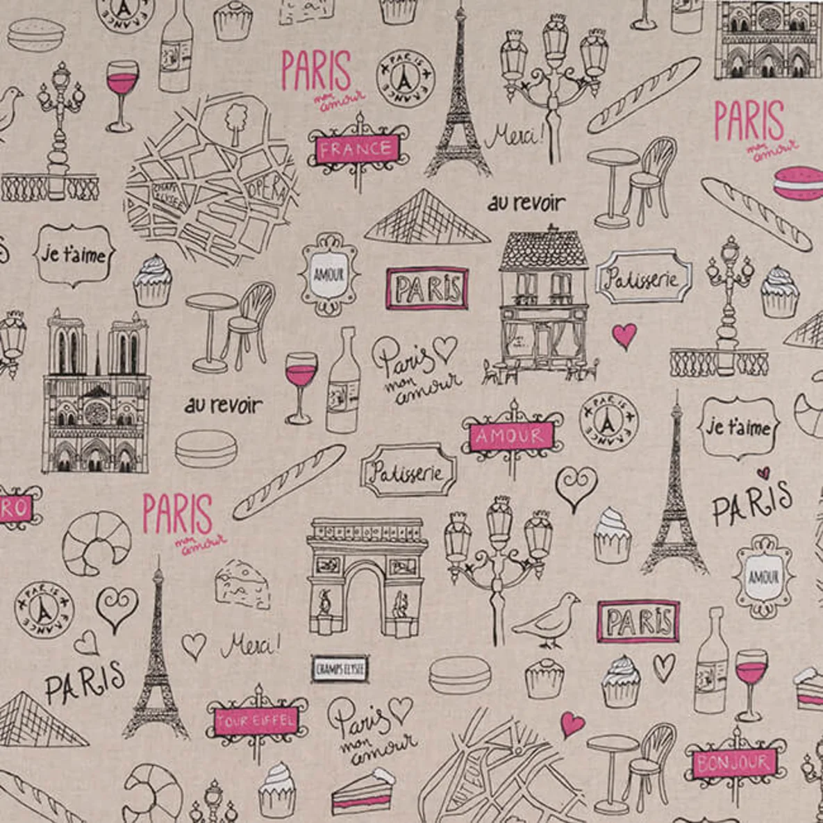 Canvas Leinenlook Paris Sand Pink