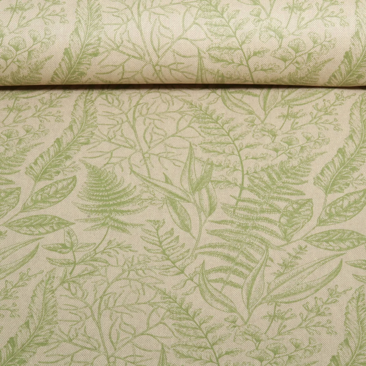 Canvas Leinenlook Zarte Blätter Beige