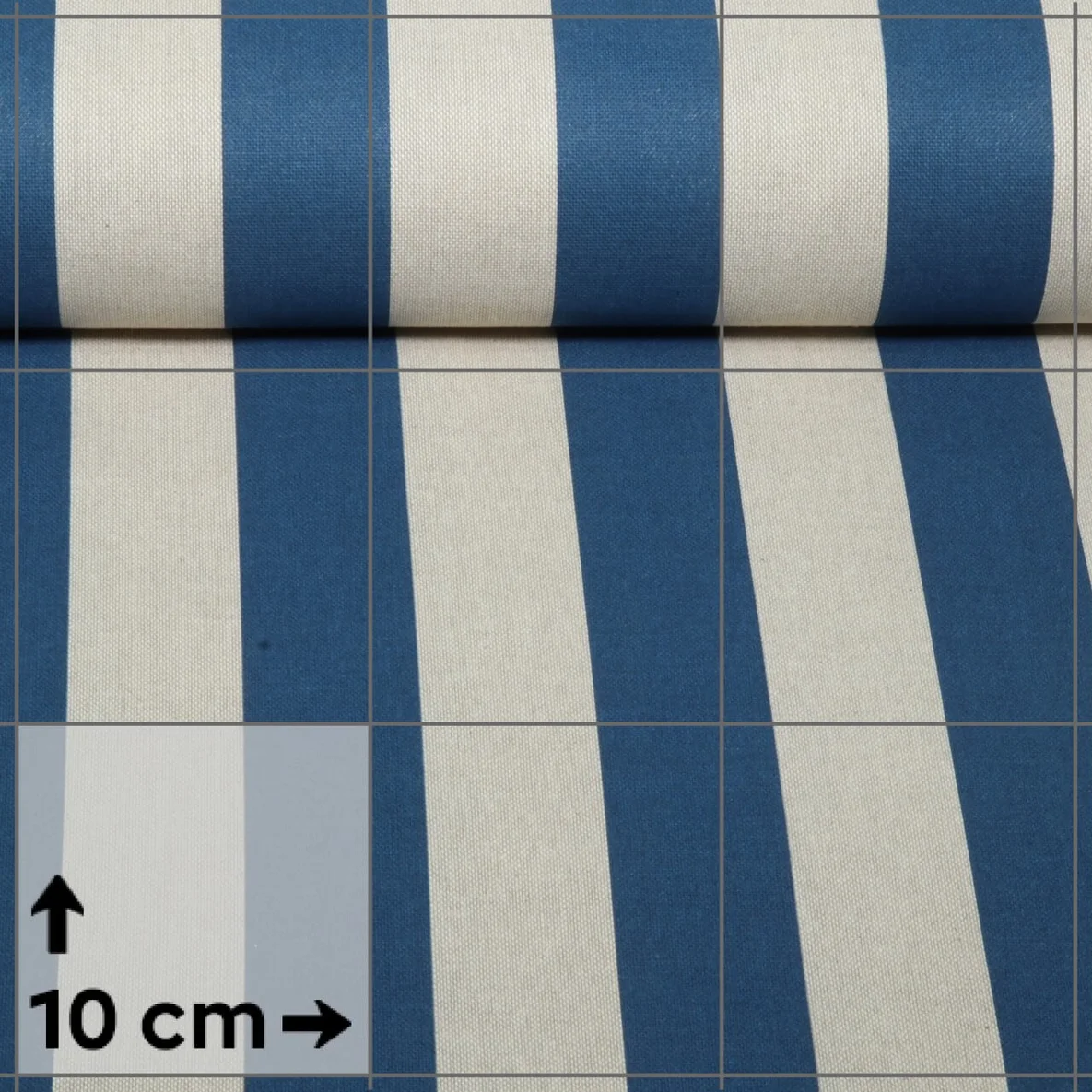 Canvas Leinenoptik Blockstreifen Beige Jeansblau