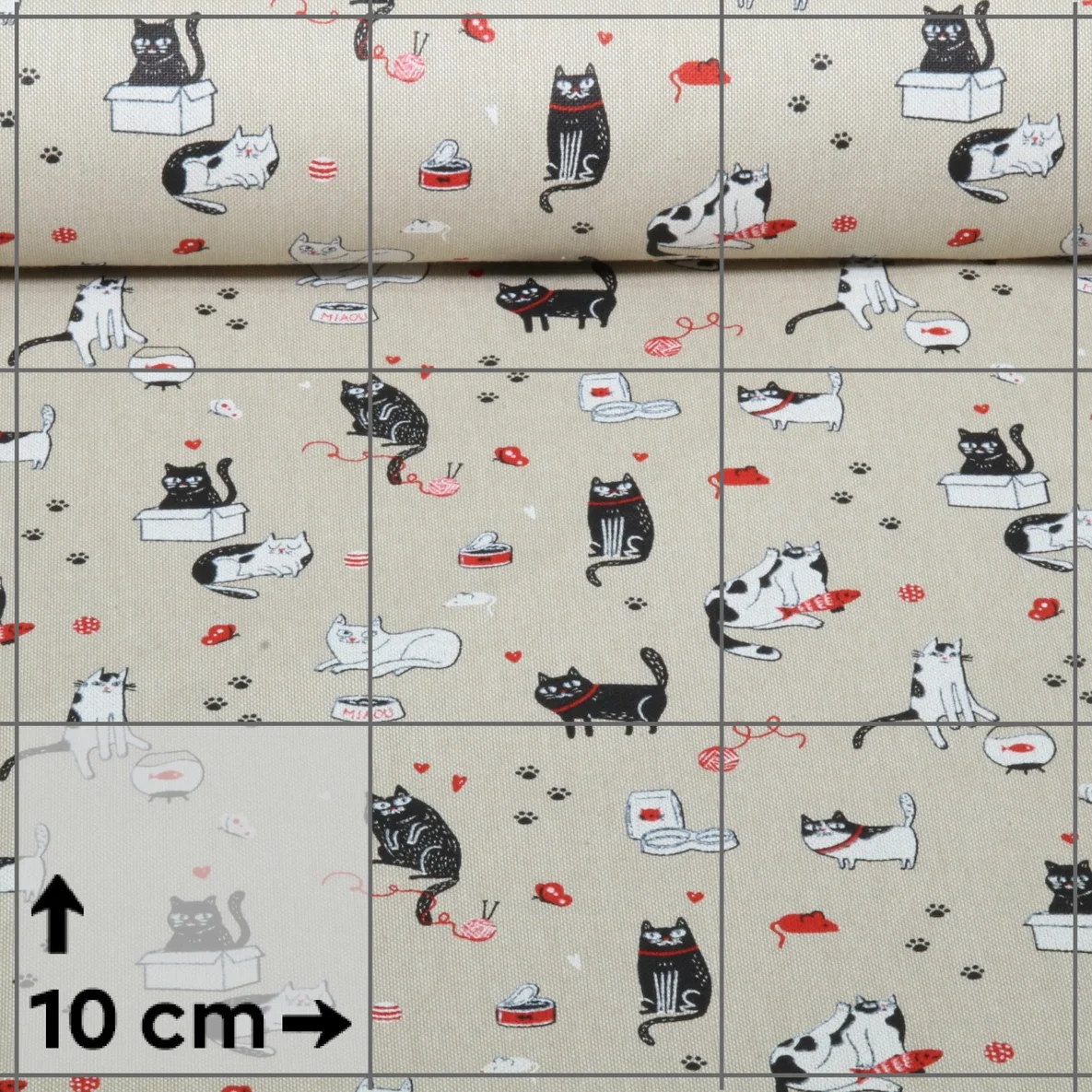Canvas Leinenoptik Katzen Beige